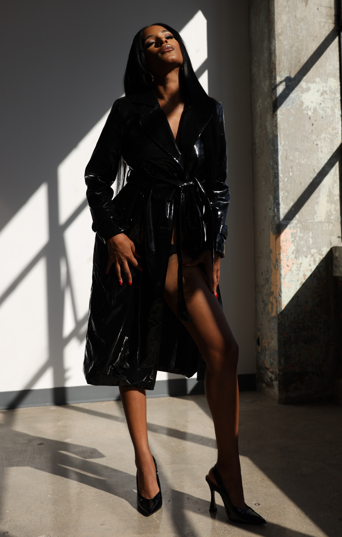 NAOMI I PATENT LEATHER TRENCH COAT