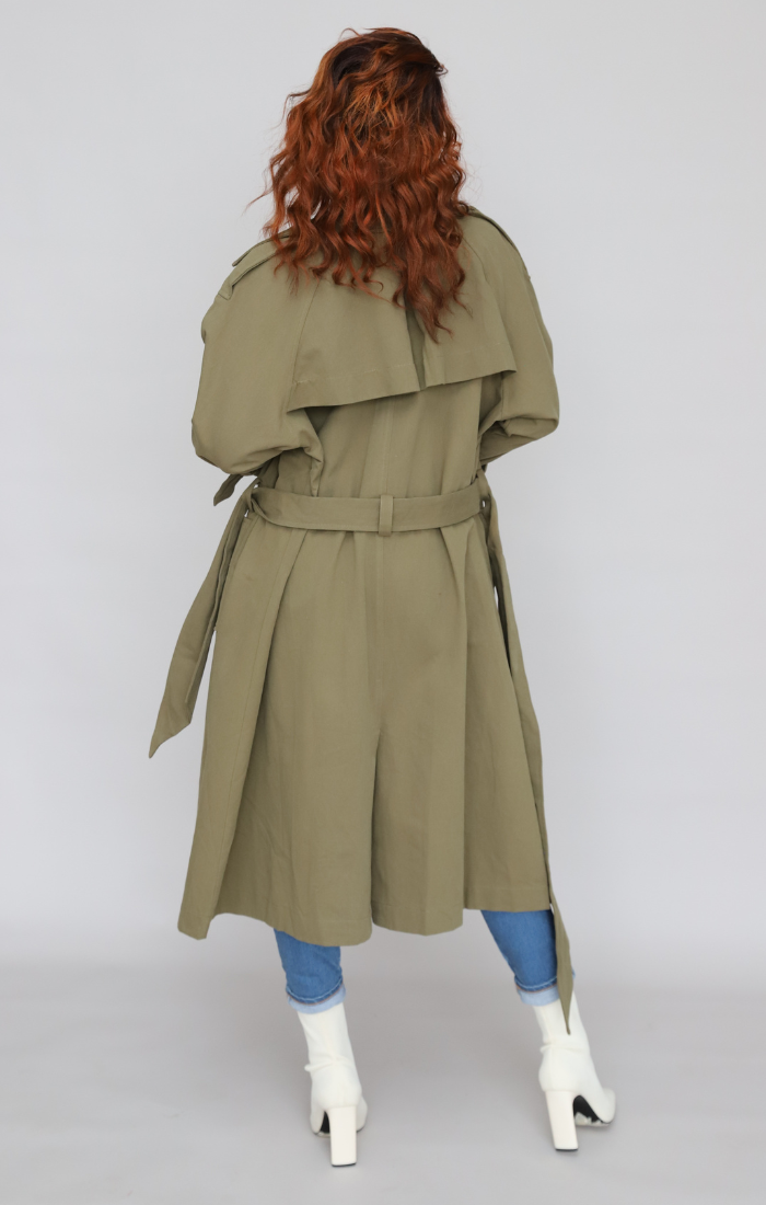 Olive Belted Trench Coat