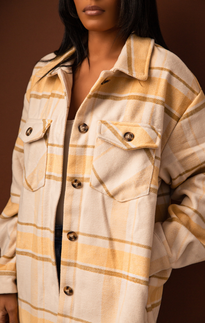 CLAIRE I THICK PLAID SHACKET (YELLOW)